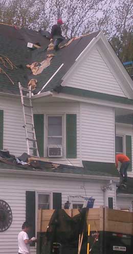 home repairing roof